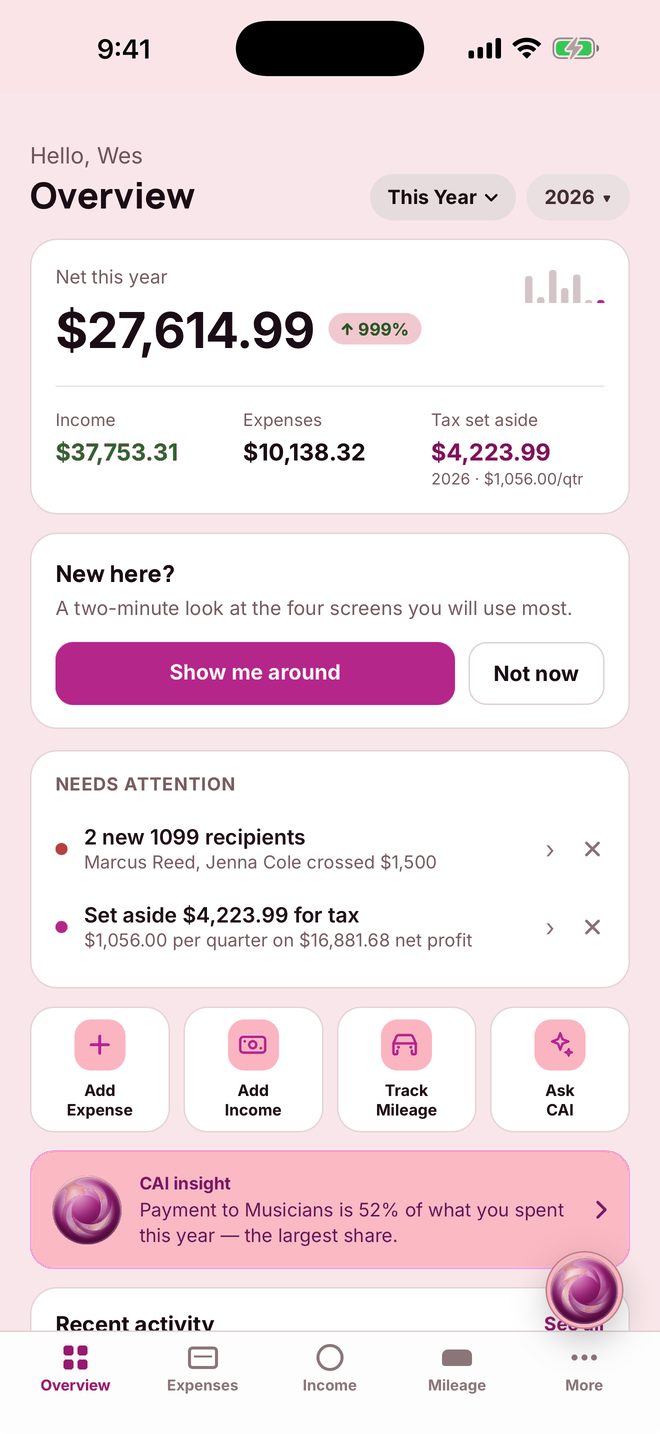 Overview screen